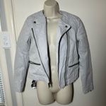 Gap  Women's Light Gray Leather Jacket Photo 2