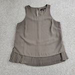 Banana Republic Womens Sleeveless Top Small Taupe Accordion Pleat-Hem Layered Photo 0