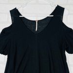 Free People  Black Cold Shoulder V Neck Tunic Top Shirt XS Photo 3