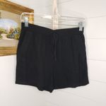 Umgee  Black Linen Blend Elastic Waistband & Drawstring Shorts W/ Pockets Small Photo 1
