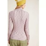 Anthropologie Button Sleeve Turtleneck Space Dye Ribbed Sweater Sz S Photo 9