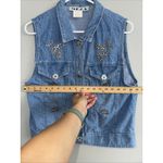 Vintage 90’s Denim Jean Western Vest Woman’s Sz S By M.E.Z.A Turquoise Beaded Blue Photo 6