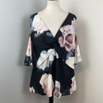City Chic Black Floral Austin Floral Blouse Top Medium 18 Plus Size NEW Photo 2