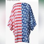 Boutique Brand American Flag Print Kimono Top Size Large Red Photo 5