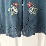 Capacity Petites Vintage 90s Blue Floral Pointelle Knit Button Vest Sweater MP Size M Photo 7