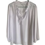 Counterparts women's size XL long sleeve white blouse ruffle neckline front tie Photo 5