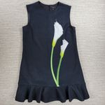 Victoria Beckham  Target Calla Lily Dress Womens L Black Satin Ruffle Peplum Hem Photo 9