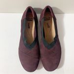 Clarks EUC Collection Everlay Eve Aubergine Suede Slip On Wedge Loafer Size 10M Photo 2