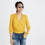 Madewell  Wrap Top Star Scatter Size Large Yellow White‎ Photo 1
