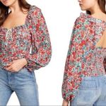 Free People NWT  Mable Bustier Long Sleeve Sweetheart Floral Red Top XS Photo 1