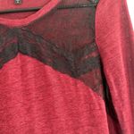 Sanctuary Maroon Lace Upper Applique Detail Long Sleeve Blouse Women Sz S Photo 3