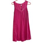 Red Camel  Sleeveless Gauze Mini Dress Crochet Summer Hot‎ Pink Size Small/Medium Photo 2