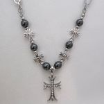 Cross Pendant Necklace for Men Women,Streetwear Punk Hip Hop Unisex Style Silver Photo 0