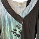 Parsley & Sage Blue Black Tie Dye Artsy Boho Tunic Top Rayon Jersey Size Large Photo 2