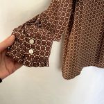 Ann Taylor LOFT brown vintage high neck long sleeved blouse women's size XL Photo 3