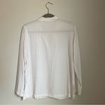 Norm Thompson White Casual Preppy Tencell Textured Beachy Collared Shirt sz M Size M Photo 4