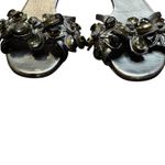 Prada Sandals Womens Size 35.5 Silver Strappy Jeweled Flower Ankle Strap Italy Photo 2