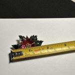 Signed SFJ Red / Green Enamel Poinsettia Flower Christmas Gold Tone Brooch Pin Photo 1