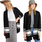 Anthropologie NVLT Pippa Bold Stripe Oversized Cardigan Sweater Black White XS Photo 1