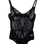 NWT Open‎ Back Black Goth Floral Lace and Mesh Bodysuit Size M Photo 0