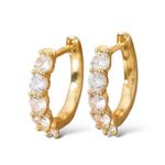 CZ Cubic Zirconia Gold Hoop Earrings for Women Photo 3