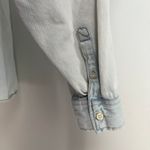 ZARA Denim Shirt Distressed Light Wash Blue Button Up Long Sleeves Photo 6