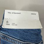 American Eagle NEW 90s Straight Jeans Womens 6 Long Blue High Rise Stretch Photo 3