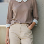 Garnet Hill  Peter Pan Collared Top Size S Photo 0