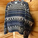 VINTAGE BROWN AZTEC STYLE KNIT BENETTON SWEATER ITALY IN MADE Size M Photo 0