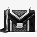 Michael Kors Purse Black and Silver Women's Handbag Saffiano & Quilted Leather Photo 3