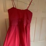 David's Bridal David’s Bridal 10 style F14847 bright pink crinkle chiffon midi dress Photo 4