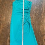 Trina Turk Blue Asymmetrical Ruched Cocktail Dress Photo 4