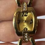 Womens Gold Tone Watch Beautiful SLE Quartz Bracelet Band Crystal Studs Photo 2