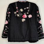 The Vermont Country Store Floral Embroidered Cottagecore Prairie Jacket SIZE M Black Size M Photo 1