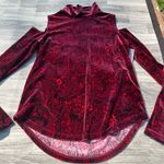 Ruff Hewn  Grey Red Black Velvet Cold Shoulder Blouse Photo 7