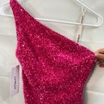 NEW Loyeloy women's pink sequins one shoulder cutout strap‎ bodycon mini dress Size XS Photo 1