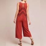 Anthropologie Maeve Embroidered Lace Burnt Orange Black Cropped Jumpsuit Size S Photo 2