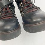 ZARA  Woman Leather Mountain Hiking Lace Up Combat Ankle Boots: Black/Brown Photo 6