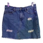 Bongo Vintage Y2K Distressed Denim Mini Skirt Size Medium EUC Photo 0