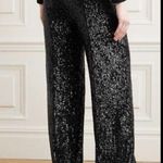 Diane Von Furstenberg  Sequin Pants Wide Leg Trousers Rhiannon Black Party Formal Photo 2