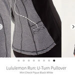 Lululemon Run: U-Turn Pullover Mini Check Pique Black White Sz 10/12 Reversible Photo 15