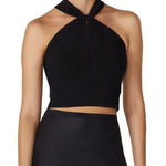 Club Monaco raeni ribbed criss cross halter cropped tank top open back black S Photo 0