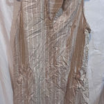 Mlie Gabrielle Tan White Stripe Collared Dress Plus Size 1X Linen Photo 0