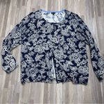 Talbots Navy & White Floral Long Sleeve Button Front Cardigan Women’s 2X Photo 1