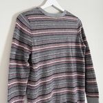 L.L.Bean Cashmere Button Front Fair Isle Cardigan Sweater Grey Red Size Small Photo 3