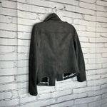 T Tahari Tahari Faux Leather Biker Moto Jacket Charcoal Grey Relaxed Zip Pockets M Lined Photo 9