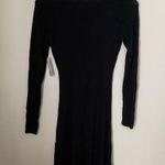 BP Dress Long Sleeve V-Neck Mini Black Solid Casual Neutral Photo 4