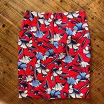 J.Crew  red floral business casual office vixen 2 pencil skirt Photo 2