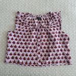 J.Crew Ruffle-trim Cotton Button-up Top in Block Print Lavender Size M Photo 7