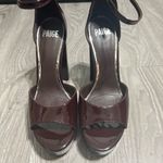 Paige Burgundy Patent Leather Platform Block Heel Sandals Worn Once 7 1/2 Photo 6